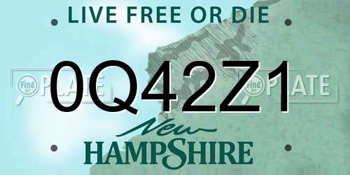 0Q42Z1 New Hampshire License Plate