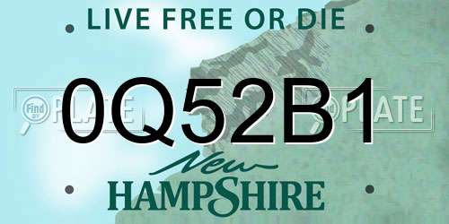 0Q52B1 New Hampshire License Plate