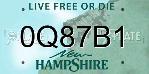 0Q87B1 New Hampshire License Plate