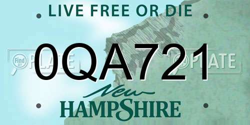0QA721 New Hampshire License Plate