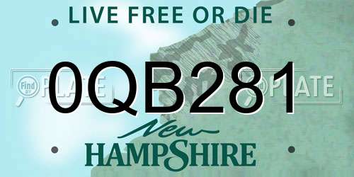 0QB281 New Hampshire License Plate