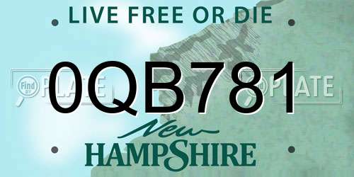 0QB781 New Hampshire License Plate