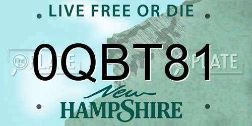 0QBT81 New Hampshire License Plate