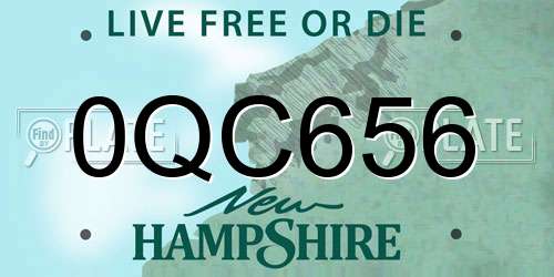 0QC656 New Hampshire License Plate