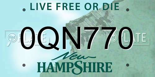 0QN770 New Hampshire License Plate