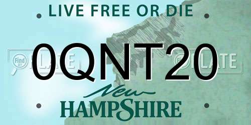 0QNT20 New Hampshire License Plate