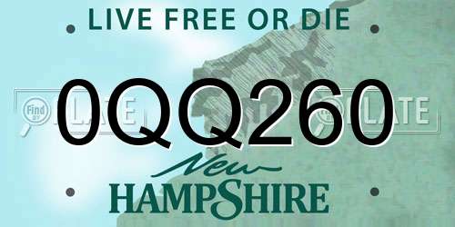 0QQ260 New Hampshire License Plate