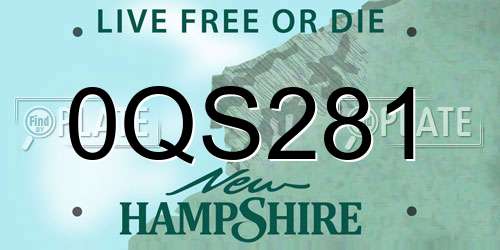 0QS281 New Hampshire License Plate