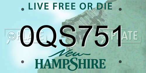 0QS751 New Hampshire License Plate
