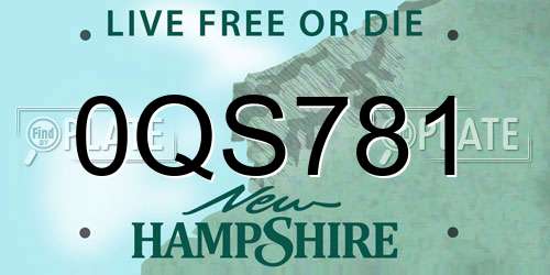 0QS781 New Hampshire License Plate