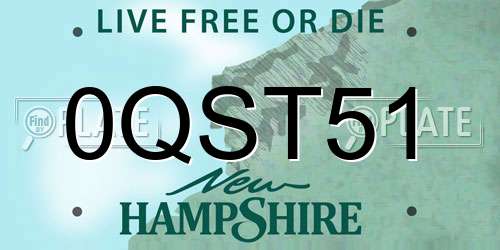 0QST51 New Hampshire License Plate
