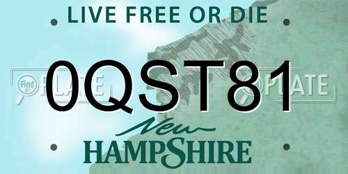0QST81 New Hampshire License Plate