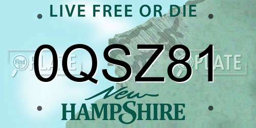 0QSZ81 New Hampshire License Plate