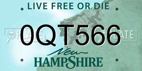 0QT566 New Hampshire License Plate