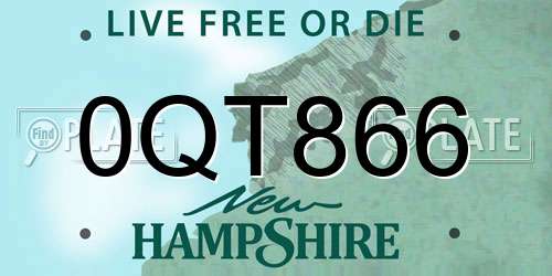 0QT866 New Hampshire License Plate