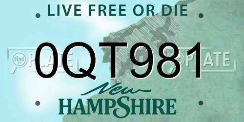 0QT981 New Hampshire License Plate