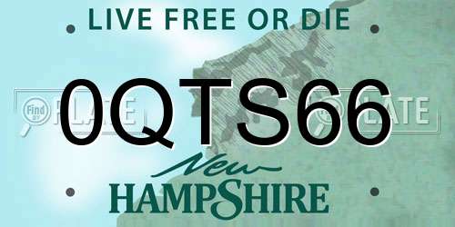 0QTS66 New Hampshire License Plate