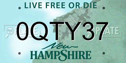 0QTY37 New Hampshire License Plate