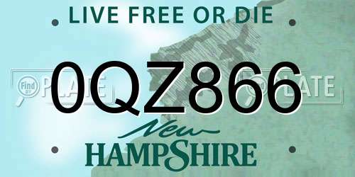 0QZ866 New Hampshire License Plate