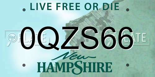 0QZS66 New Hampshire License Plate
