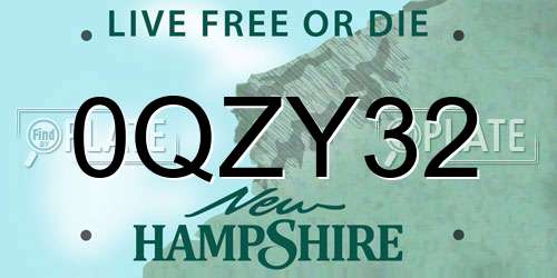 0QZY32 New Hampshire License Plate