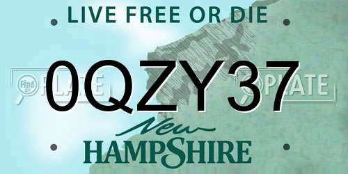 0QZY37 New Hampshire License Plate