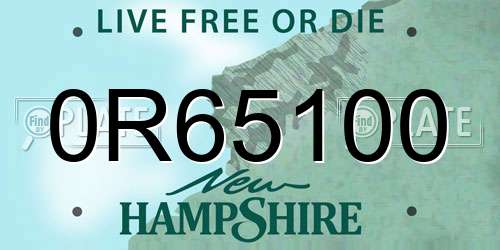 0R65100 New Hampshire License Plate