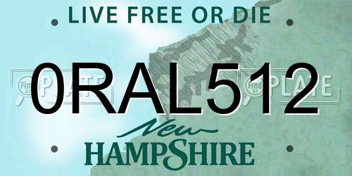 0RAL512 New Hampshire License Plate