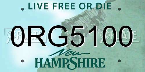 0RG5100 New Hampshire License Plate