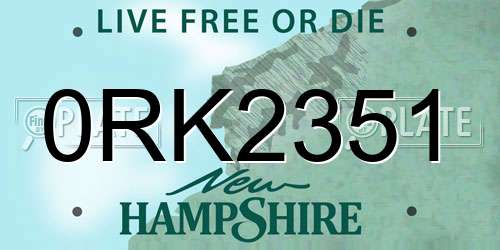 0RK2351 New Hampshire License Plate