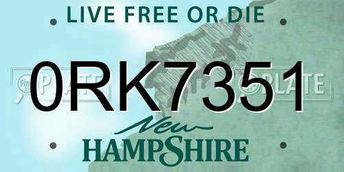 0RK7351 New Hampshire License Plate