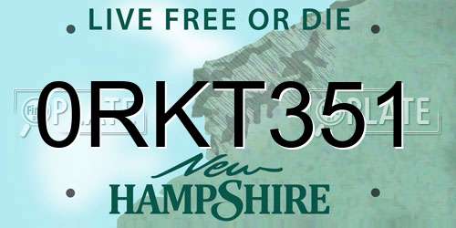 0RKT351 New Hampshire License Plate