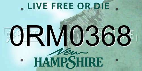 0RM0368 New Hampshire License Plate