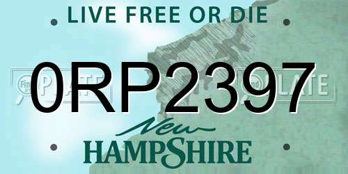 0RP2397 New Hampshire License Plate