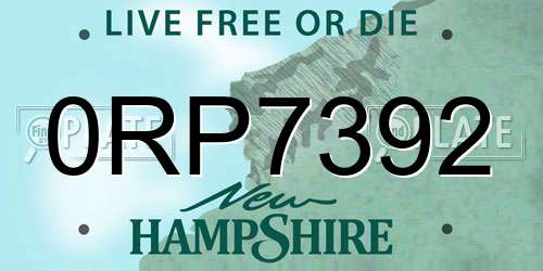 0RP7392 New Hampshire License Plate