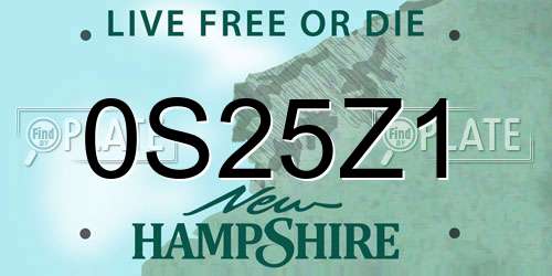 0S25Z1 New Hampshire License Plate