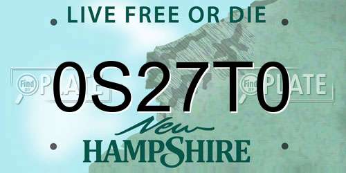 0S27T0 New Hampshire License Plate