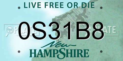0S31B8 New Hampshire License Plate