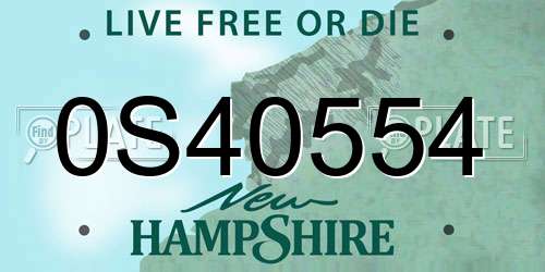 0S40554 New Hampshire License Plate