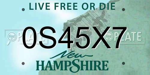 0S45X7 New Hampshire License Plate