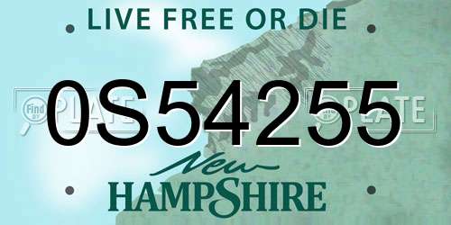 0S54255 New Hampshire License Plate