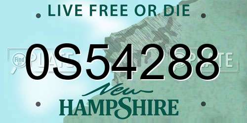 0S54288 New Hampshire License Plate