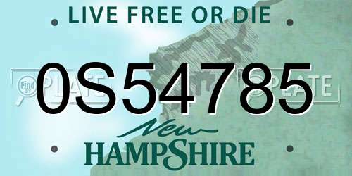 0S54785 New Hampshire License Plate