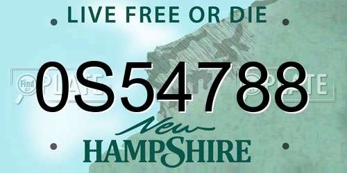 0S54788 New Hampshire License Plate