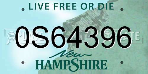 0S64396 New Hampshire License Plate
