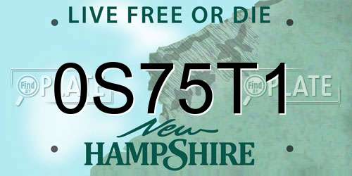 0S75T1 New Hampshire License Plate