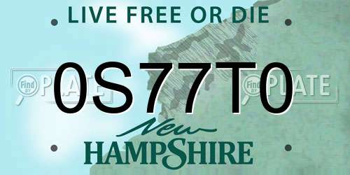 0S77T0 New Hampshire License Plate