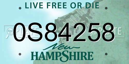 0S84258 New Hampshire License Plate