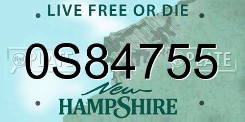 0S84755 New Hampshire License Plate