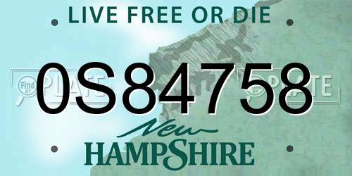 0S84758 New Hampshire License Plate